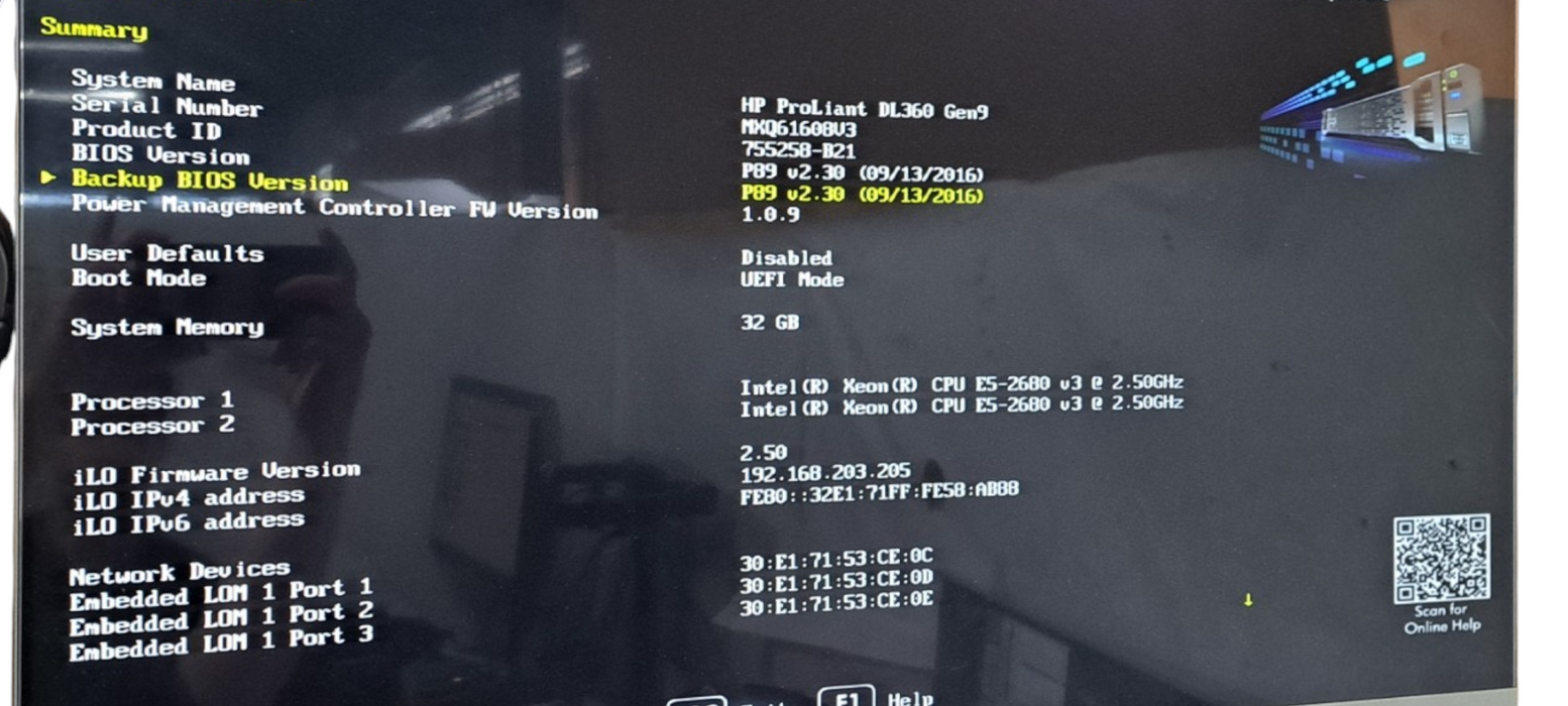 HP ProLiant DL360 G9, Intel Xeon 2680 v3 x2, 32gb ram, P440ar