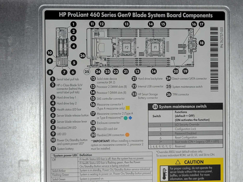 HP Proliant BL460c Gen9 Blade Server 2x Xeon E5-2620v3 2.40GHz, No RAM/HDD _