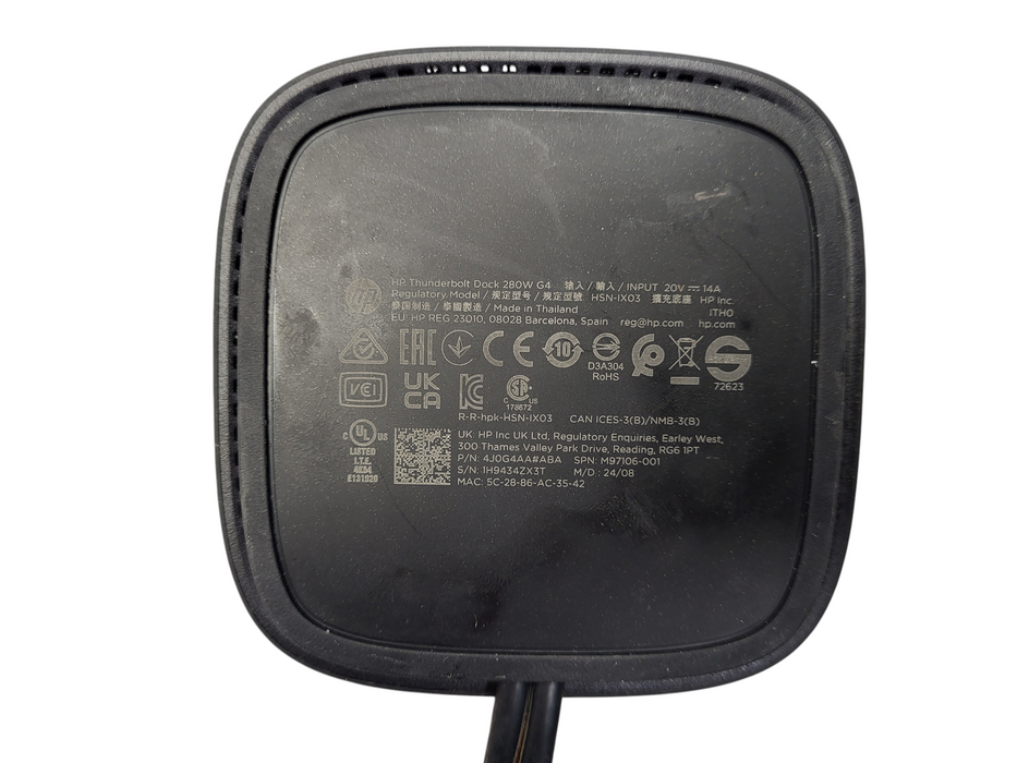 HP G4 Thunderbolt Dock 280W w/ Combo Cable 4J0G4AA#ABA No AC