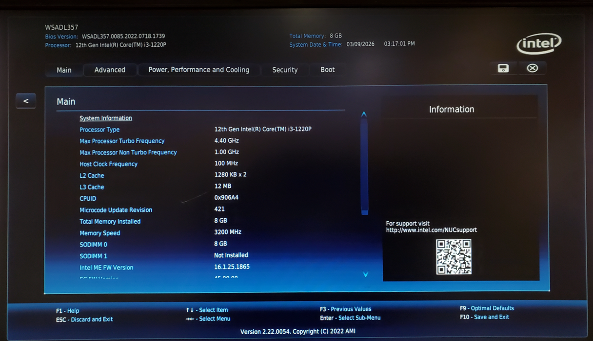 Intel NUC12WSH - Intel Core i3-1220P, 8GB DDR4, 256GB NVMe