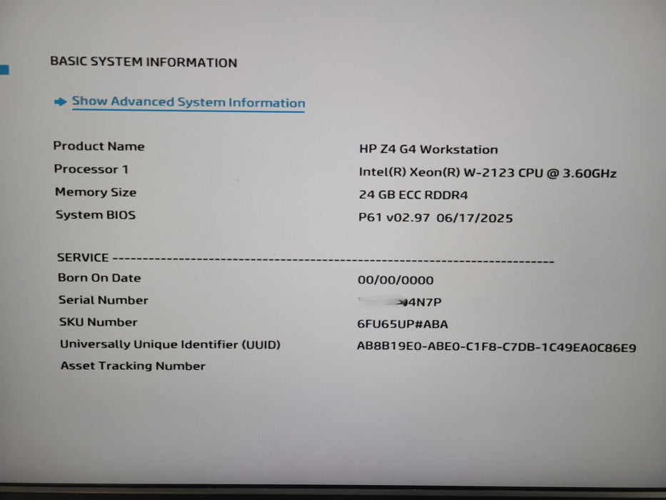 HP Z4 G4 Workstation Intel Xeon W-2123 24GB RAM 512GB NVMe P4000 GPU