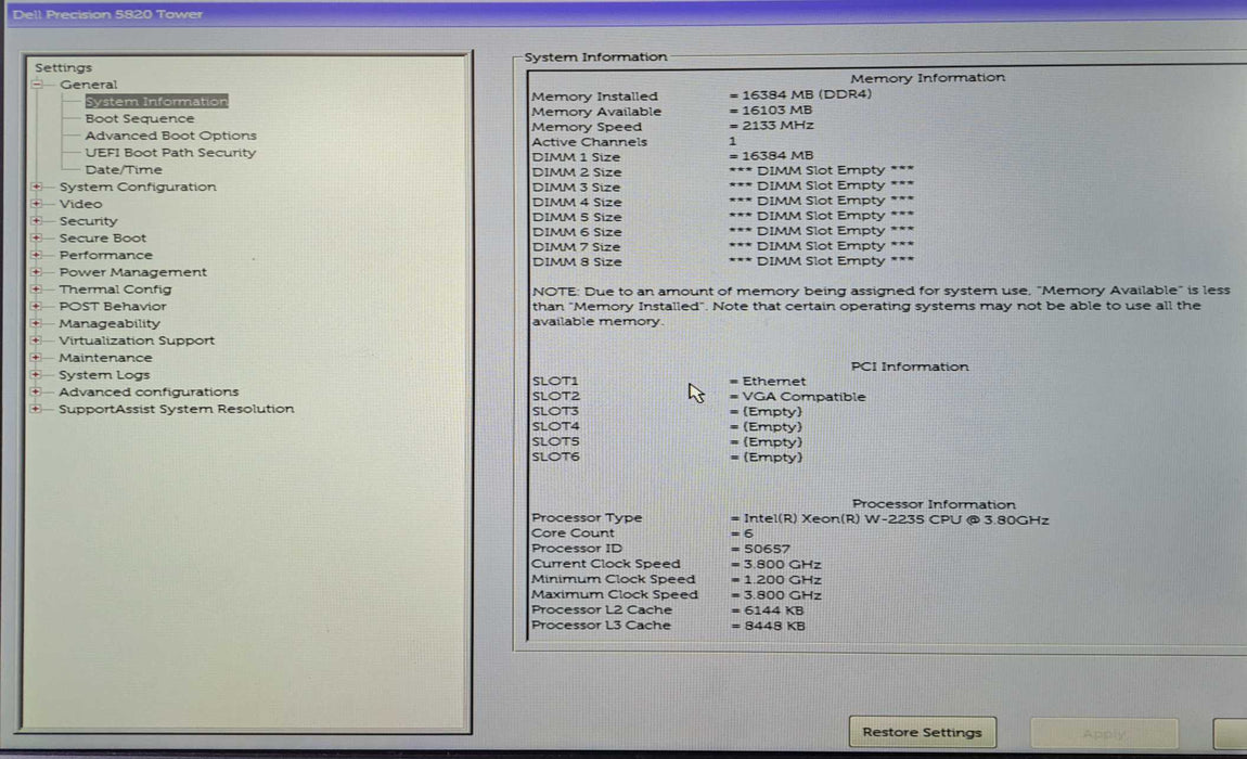 Dell Precision 5820 Tower | Xeon W-2235 @3.80GHz, 16GB DDR4, P1000, No HDD