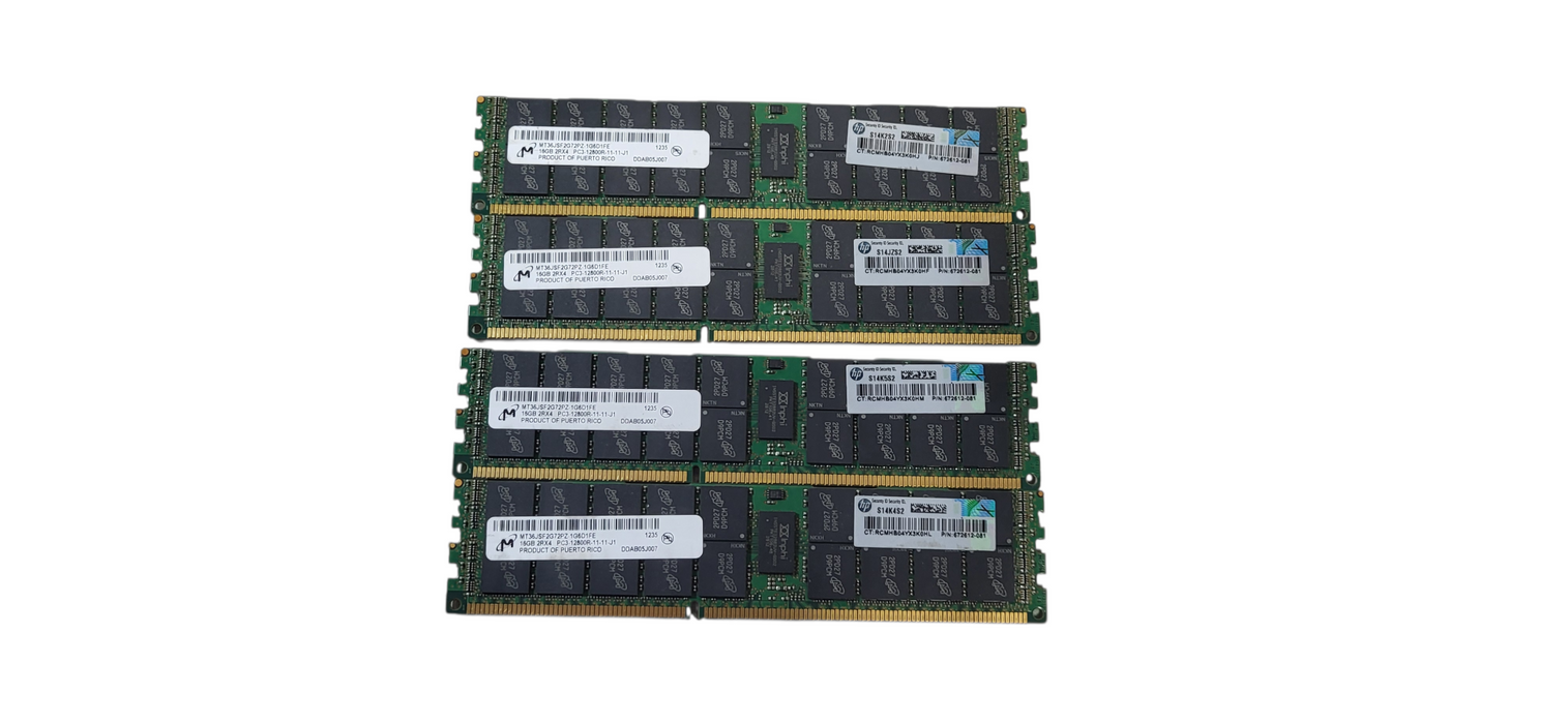 Set of 4x Micron 16GB DDR3-1600  RDIMM 2Rx4 Server RAM MT36JSF2G72PZ-1G6D1FE