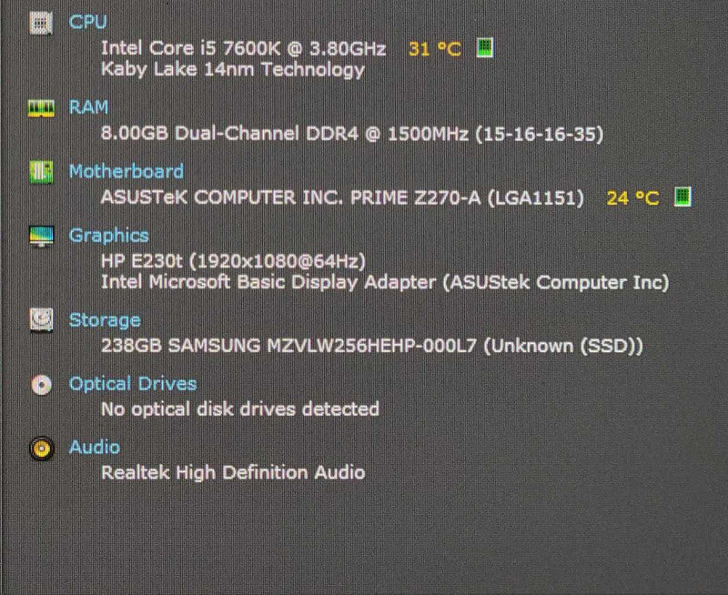 ASUS PRIME Z270-A Motherboard Combo, i5-7600k 3.80GHz, 8GB DDR4, 256GB Nvme