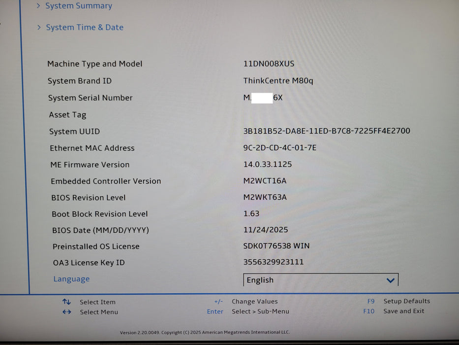 Lenovo ThinkCentre M80q Micro, i5-10500T 2.30GHz 16GB 256GB NVME WiFi, w/ Power
