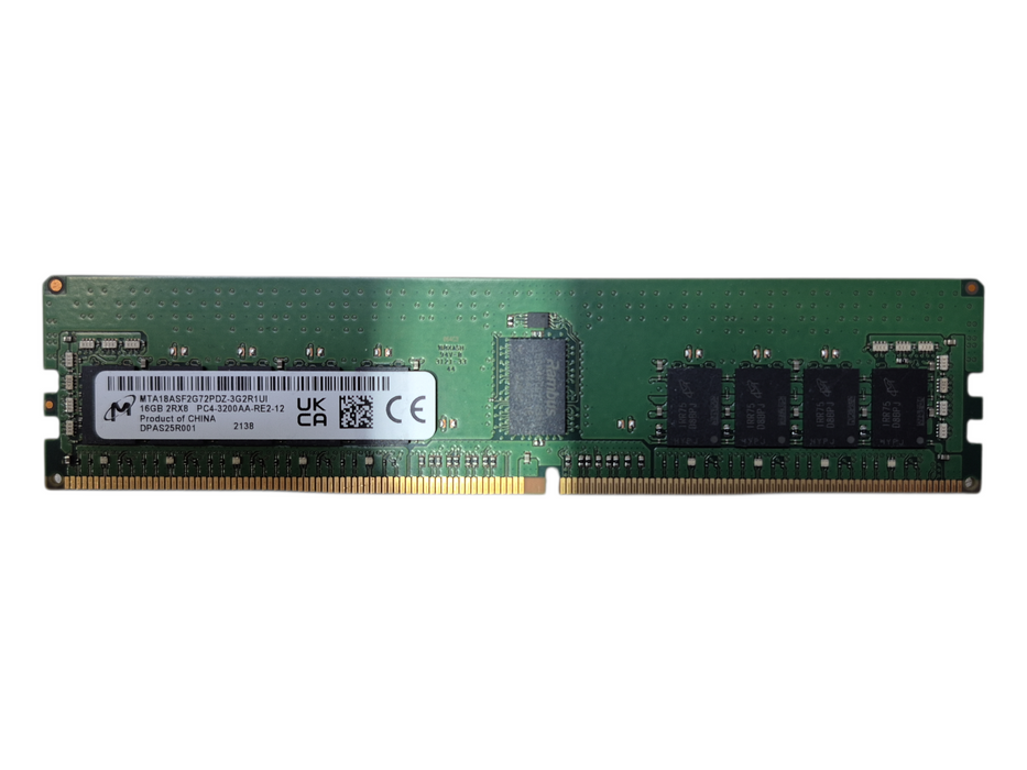 MICRON 16GB 2RX8 PC4-3200AA DDR4 SERVER MEMORY, MTA18ASF2G72PDZ-3G2R1TI