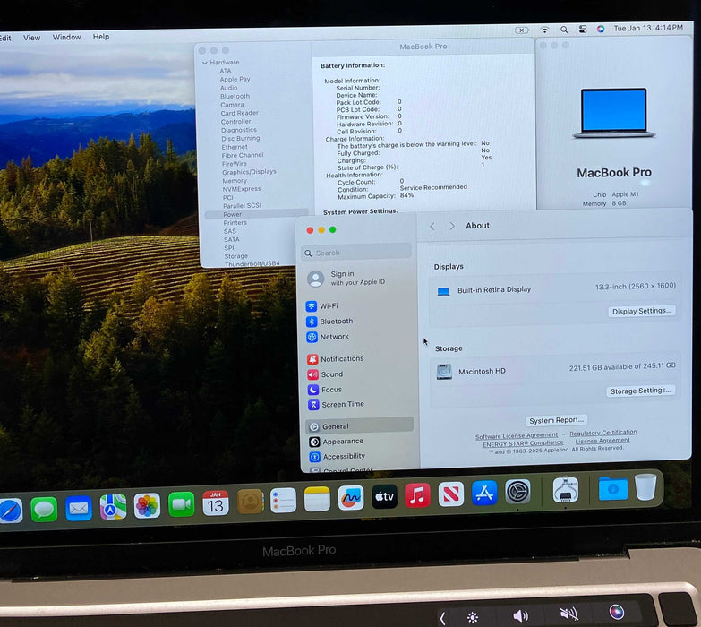 Apple MacBook Pro M1 2020 8GB 256SSD Faulty Battery For Parts/Repair READ