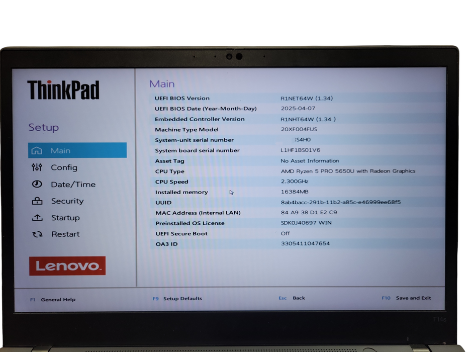 Lenovo ThinkPad T14s Gen 2 TOUCH AMD Ryzen 5 PRRO 5650U 16GB RAM 256GB SSD |READ