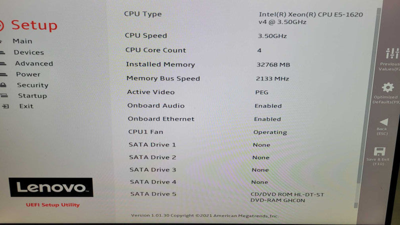 Lenovo ThinkStation P510 Xeon E5-1620 V4 @ 3.70ghz | 32GB RAM | NOHDD | GTX 1050 2GB %