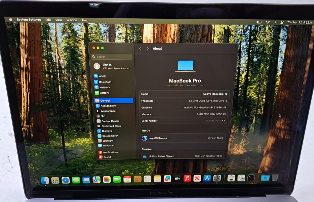 Apple MacBook Pro 13' 2020 | Intel Core i5-8257U, 8GB RAM, 256GB SSD
