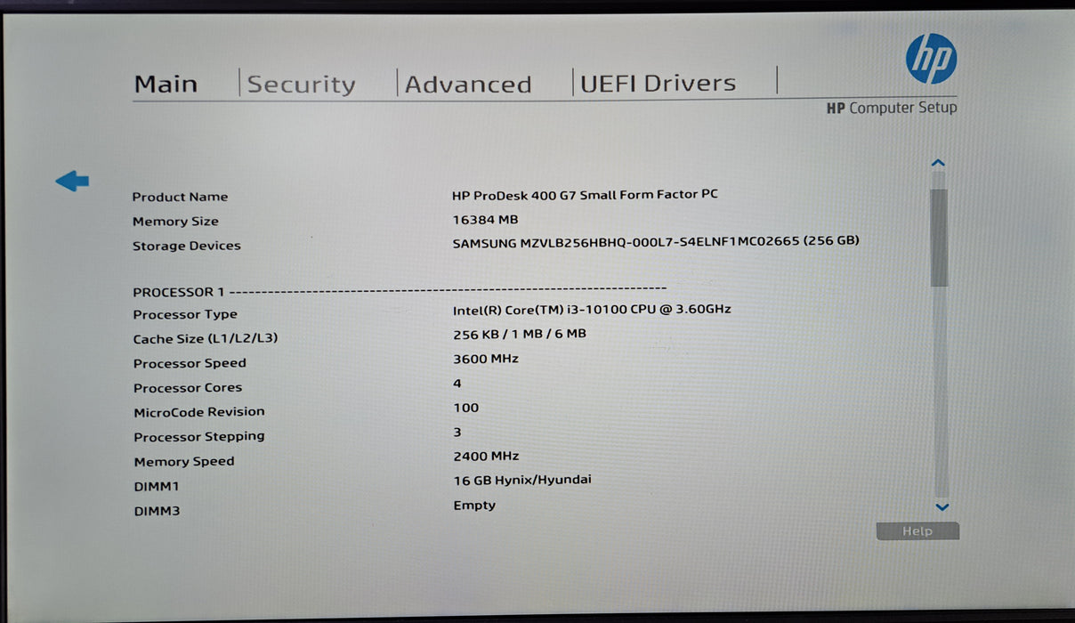 HP ProDesk 400 G7 SFF | Intel Core i3-10100, 16GB DDR4, 256GB NVMe