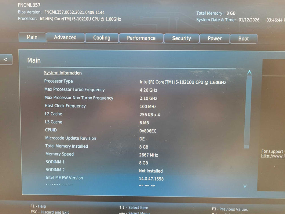 Intel BXNUC10I5FNK Mini PC, i5-10210U 1.60GHz, 8GB DDR4, 256GB NVMe