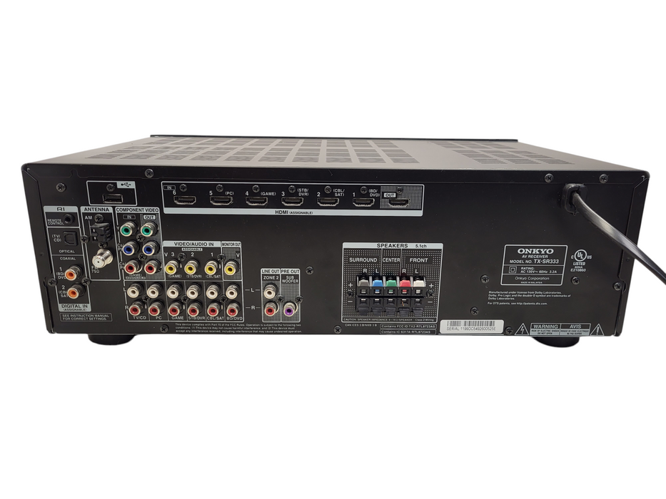 Onkyo TX-SR333 - 5.1 Ch HDMI 4K Bluetooth Home Theater Receiver No remote