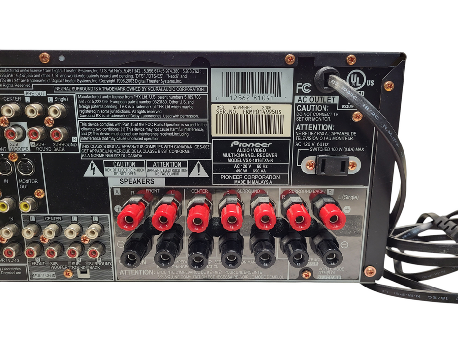 Pioneer VSX-1016TXV-K 7.1 Channel AV THX Multi Channel Receiver 1080p HDMI