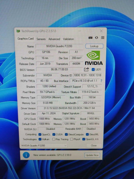 Nvidia Quadro P2200 5GB GDDR5X 4 x DP Graphics Card !
