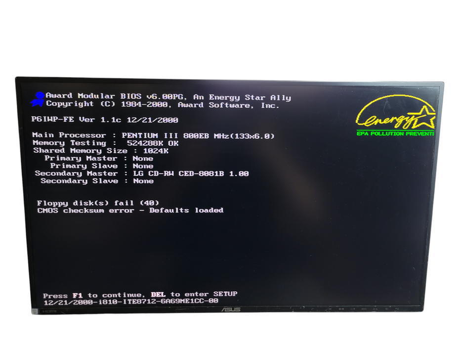 Vintage Desktop PC - Intel Pentium III 800EB ASUS PGIWP-FW 512MB RAM 300W PSU