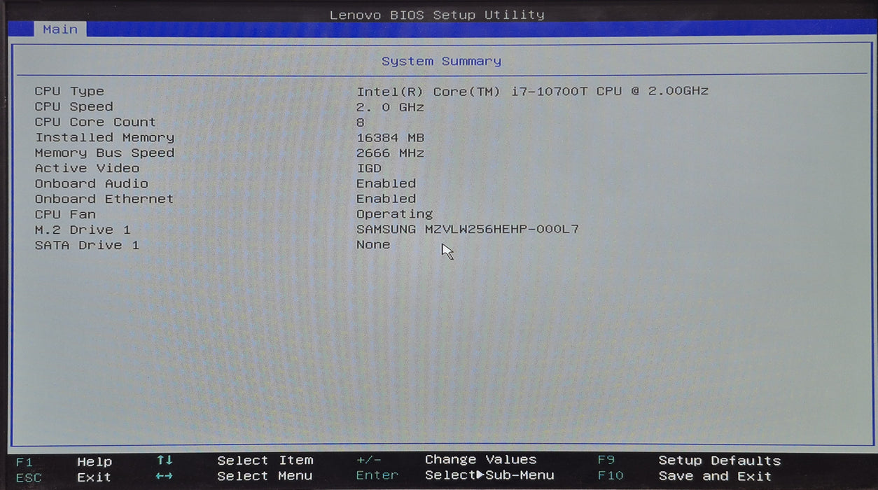 Lenovo ThinkCentre M80q, i7-10700T 2.00GHz, 16GB DDR4, 256GB NVMe  w/AC