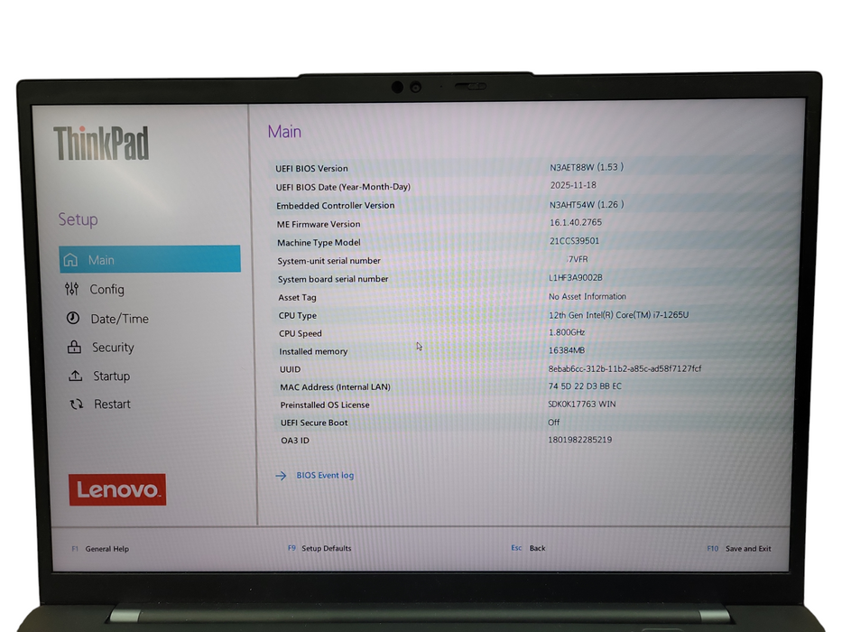 Lenovo ThinkPad X1 Carbon Gen 10 TOUCH i7-1256U 16GB RAM 512GB SSD