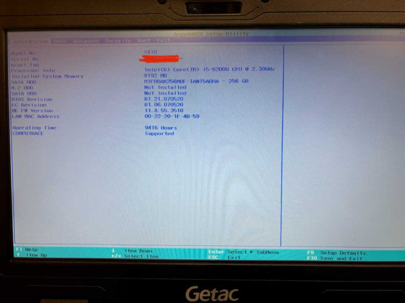 Getac S410 Rugged TOUCH Core i5-6200U@2.3GHz 8GB RAM 256GB SSD 9416Hrs. READ  Lap200