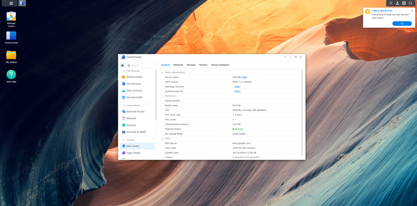 Synology DiskStation DS218J 2-Bay USB 3.1 NAS W/ 2x 2TB HDD, No PSU