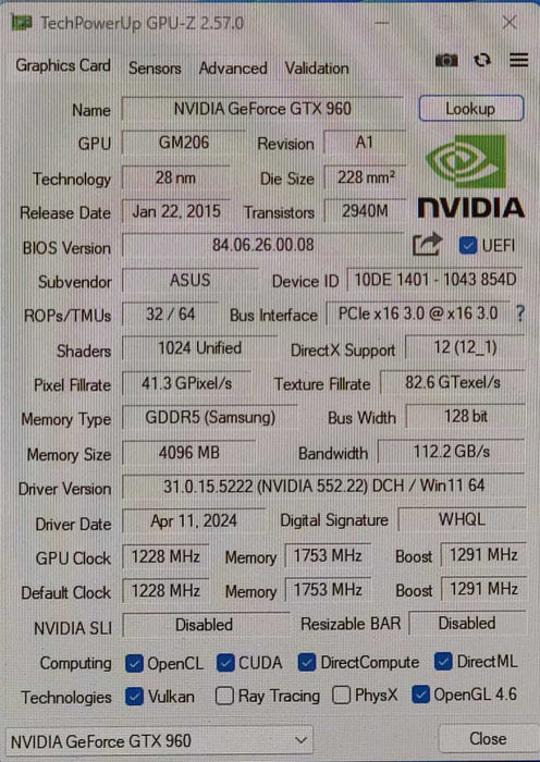 Asus NVIDIA GeForce GTX 960 4 GB GDDR5 Graphic Card