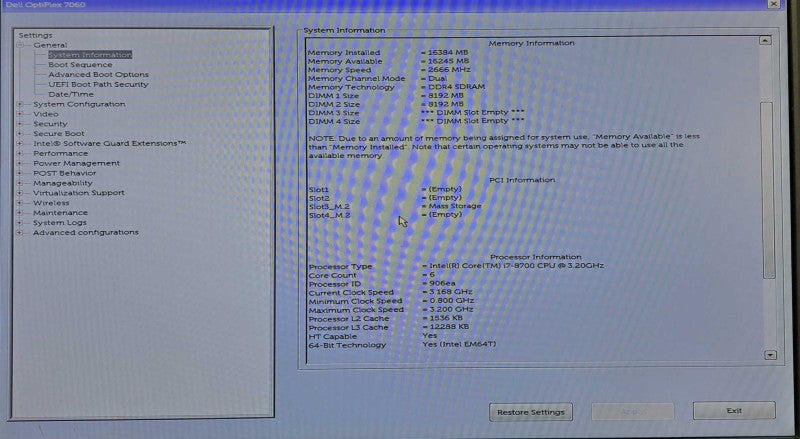 Dell OptiPlex 7060 SFF | i7-8700 @ 3.20GHz 6C, 16GB DDR4, 256GB NVMe