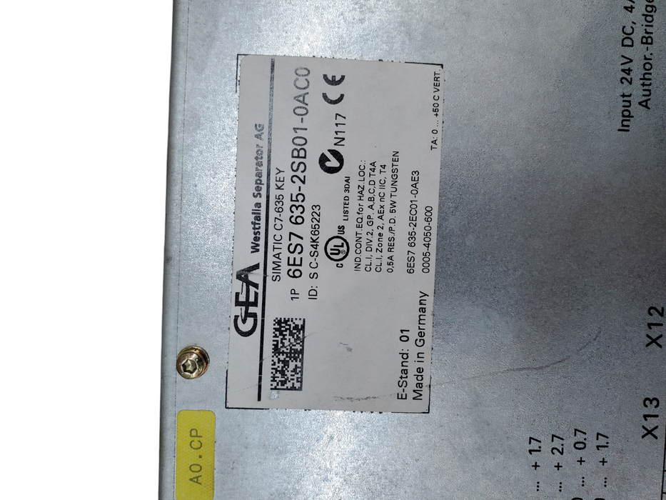 GEA Westfalia Separator AG - Simatic C7-635 KEY - 6ES7 635-2SB01-A0C0 *READ*