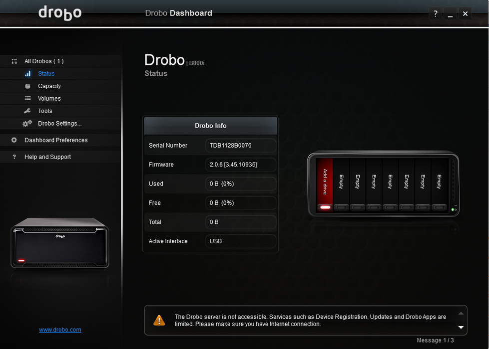 DROBO B800i | 8-Bay iSCSI/USB SAN Storage Array w/ Rackmount | NO HDD