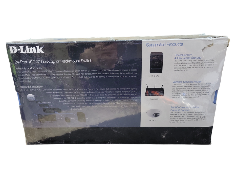 D-LINK DES-1024D 24-Port 10/1000 Desktop Switch NEW
