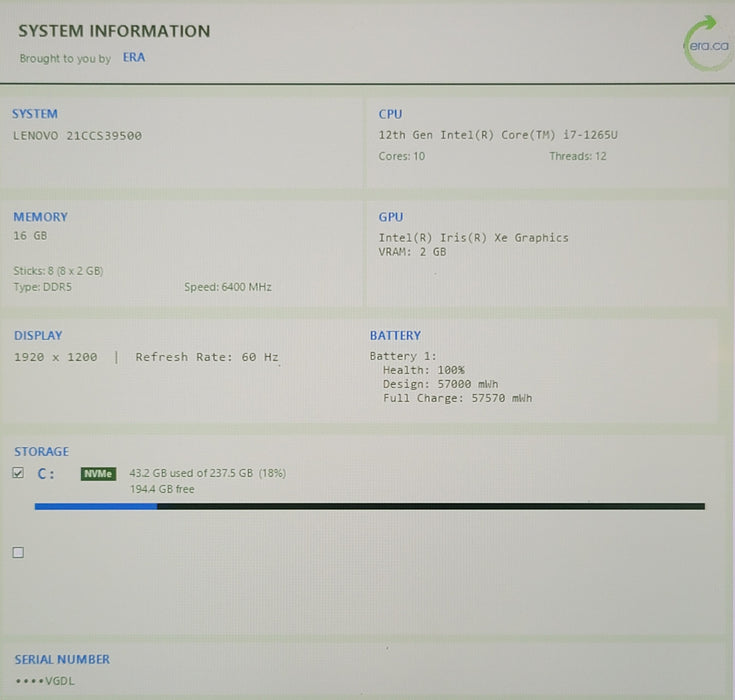 Lenovo ThinkPad X1 Carbon i7-1265U 16GB DDR5 256GB NVMe