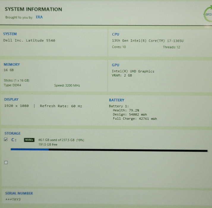 Dell Latitude 5540 i7-1365U 16GB DDR4 256GB NVMe