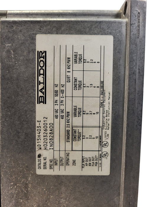 Baldor ID15H403-E 460V 3-Phase Adjustable Speed Drive READ