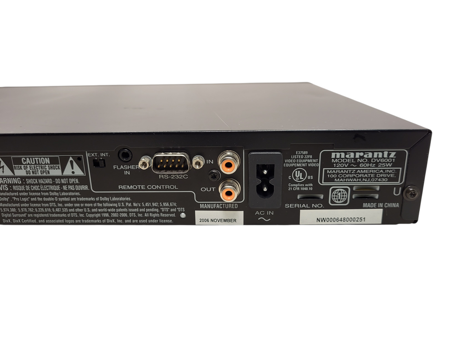 Marantz DV6001 Super Audio DVD CD Player WORKS - NO remote