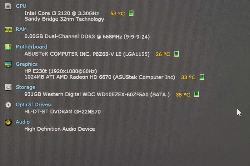 Custom PC/ASUS P8Z68-V LX, i3-2120 3.30GHz, 8GB DDR3, 1TB 3.5\\"HDD, HD 6670