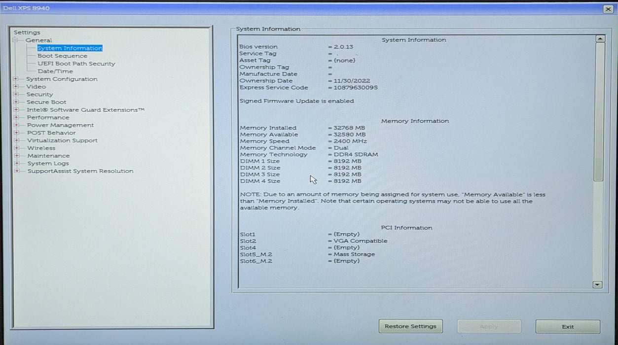 DELL XPS 8940, i9-10900 2.80GHz, 32 GB DDR4, 256GB NVMe, GT1030