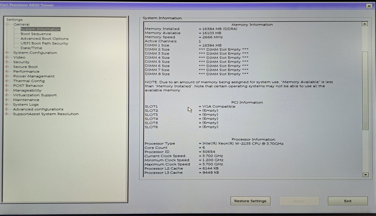 Dell Precision 5820 Tower | Xeon W-2135 @3.70GHz, 16GB DDR4, No GPU/HDD, 950W