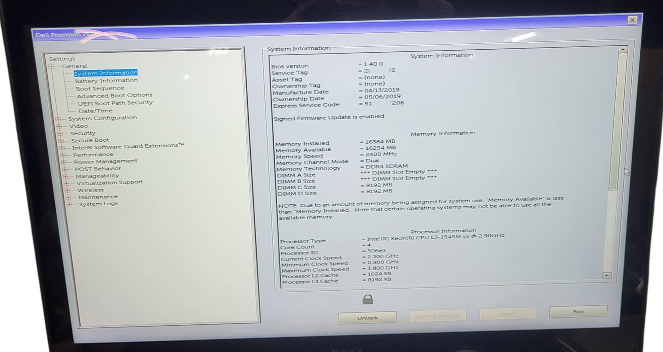 Dell Precision 7520 Xeon E3-1545M V5|16GB DDR4|Quadro M2200|256GB SSD |READ