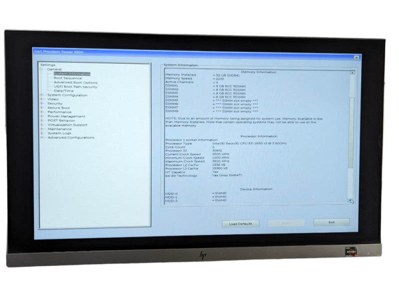 DELL Precision Tower 5810 Intel Xeon E5-1650 v3 @ 3.30Ghz, 32GB RAM Q- -