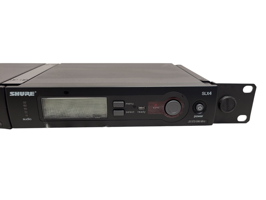 Lot of 2x Shure SLX4 Wireless Microphone Receiver Band J3 572-596 MHz No AC