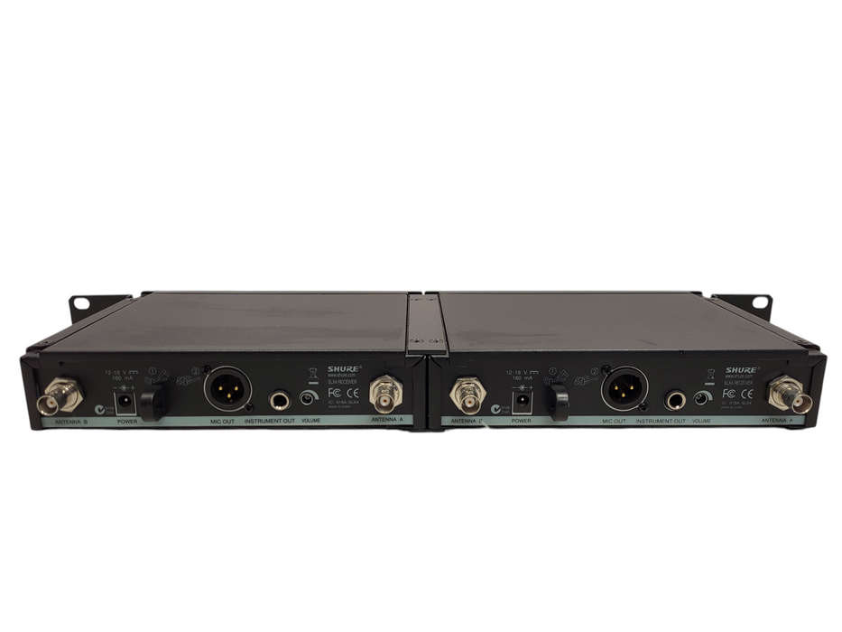 Lot of 2x Shure SLX4 Wireless Microphone Receiver Band J3 572-596 MHz No AC