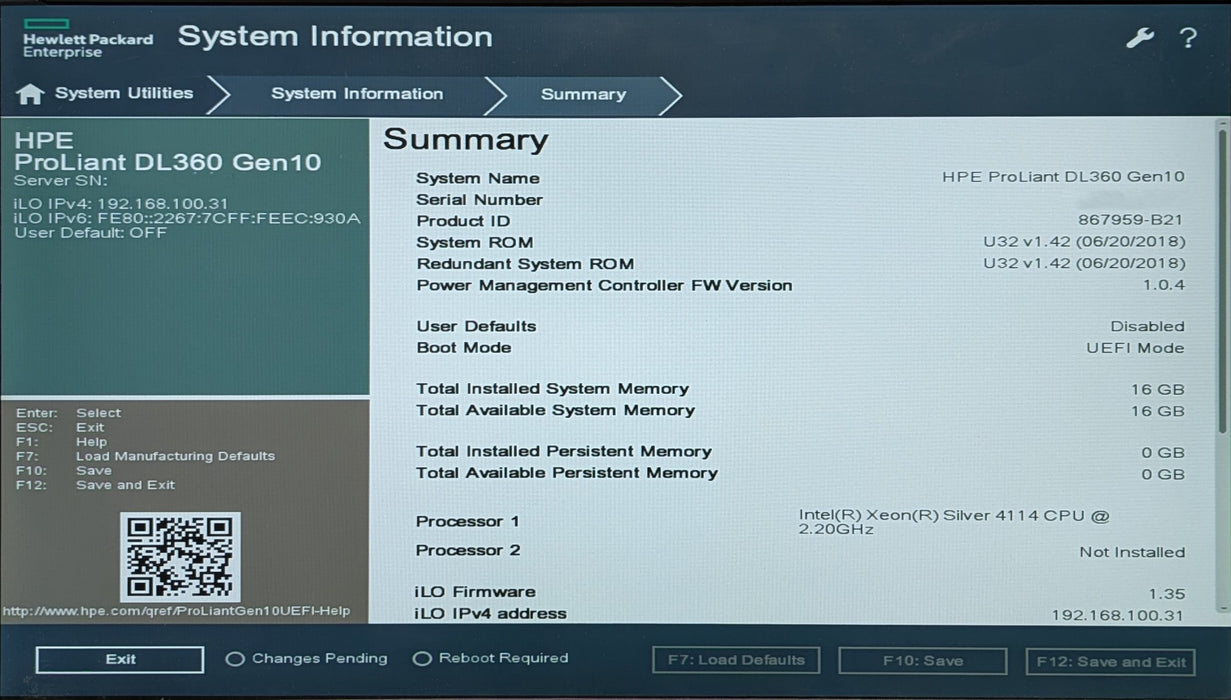 HP ProLiant DL360 Gen 10 1U 10x2.5", Xeon Silver 4114, 16GB DDR4, 2x 800W PSU