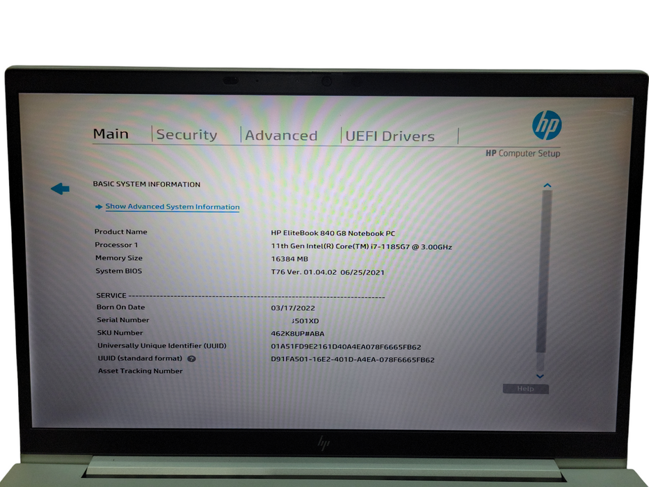 HP Elitebook 840 G8 i7-1185G7 3.0 GHz 16 GB RAM 256GB GB NVME