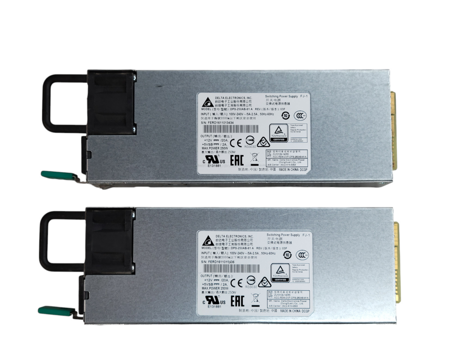 Lot of 2 Delta Electronics DPS-250AB-81 250W Switching Power Supply