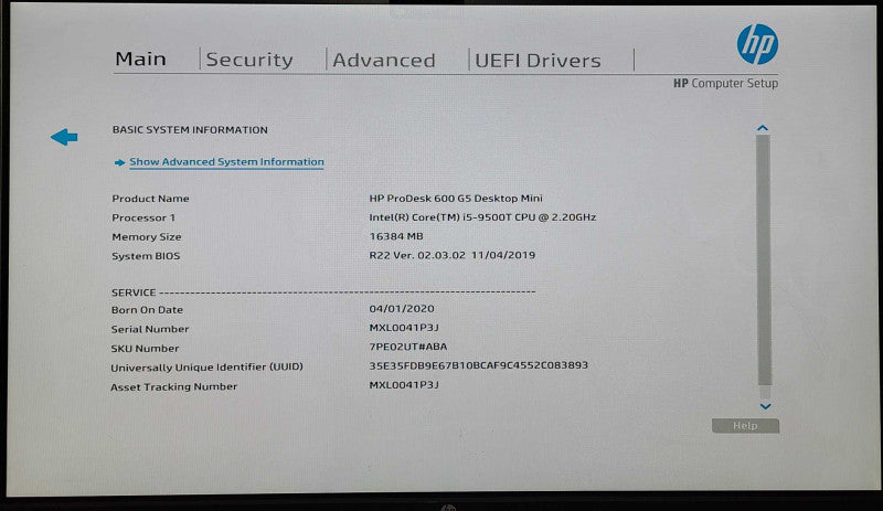 HP ProDesk 600 G5 Mini, i5-9500T 2.20GHz, 16GB DDR4, 256GB Nvme, WiFi, READ