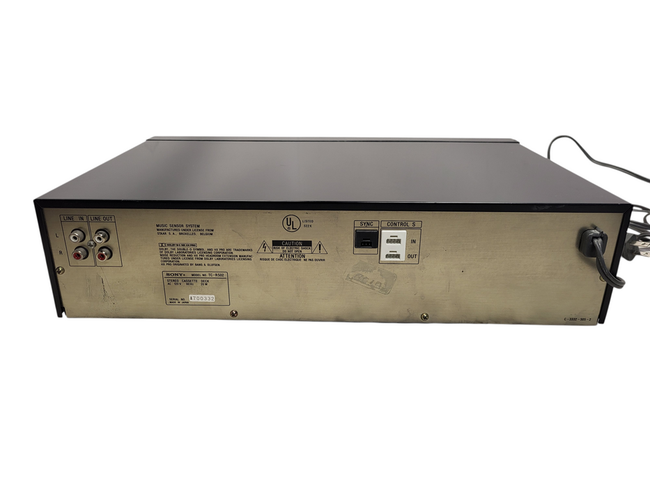Vintage Sony TC-R502 Stereo Cassette Tape Deck READ