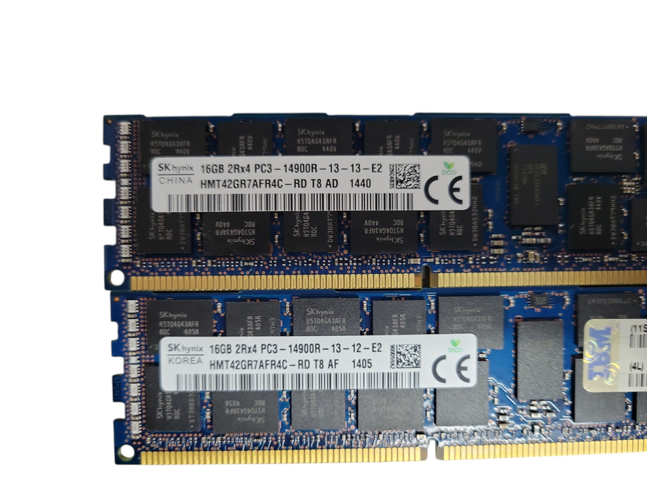 Lot of 2x Skhynix 16GB 2Rx4 PC3-14900R DDR3 Server RAMs