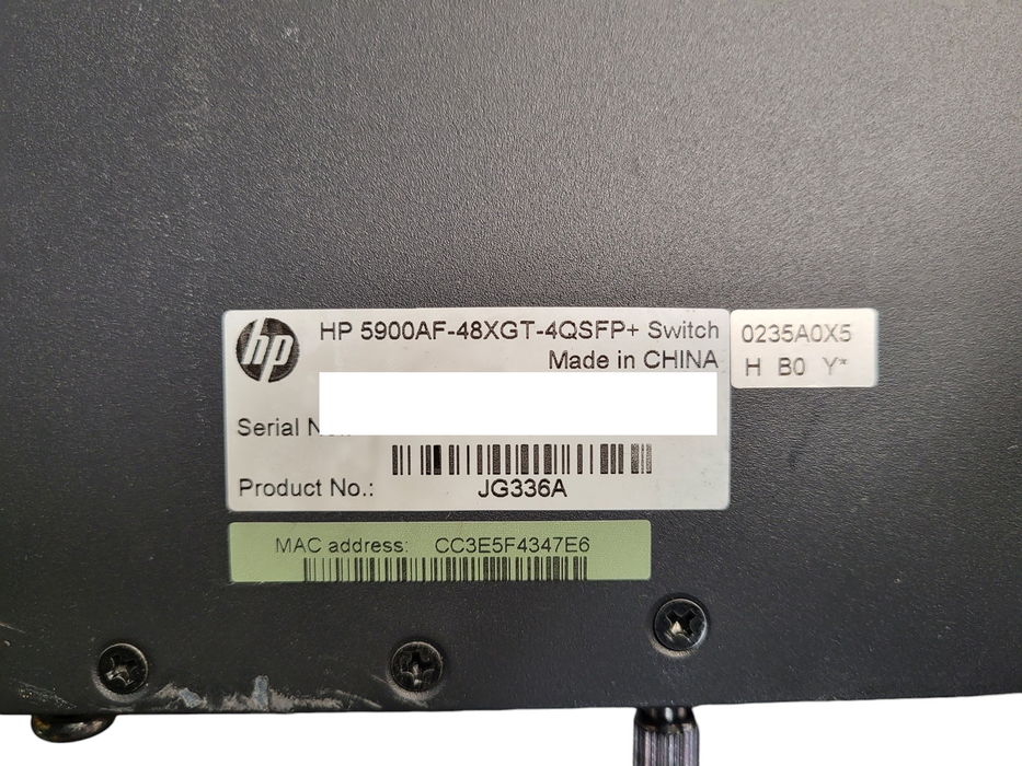JG336A I HPE 5900AF-48XGT-4QSFP+ Switch + Dual Power & Fans JC680A JG553A