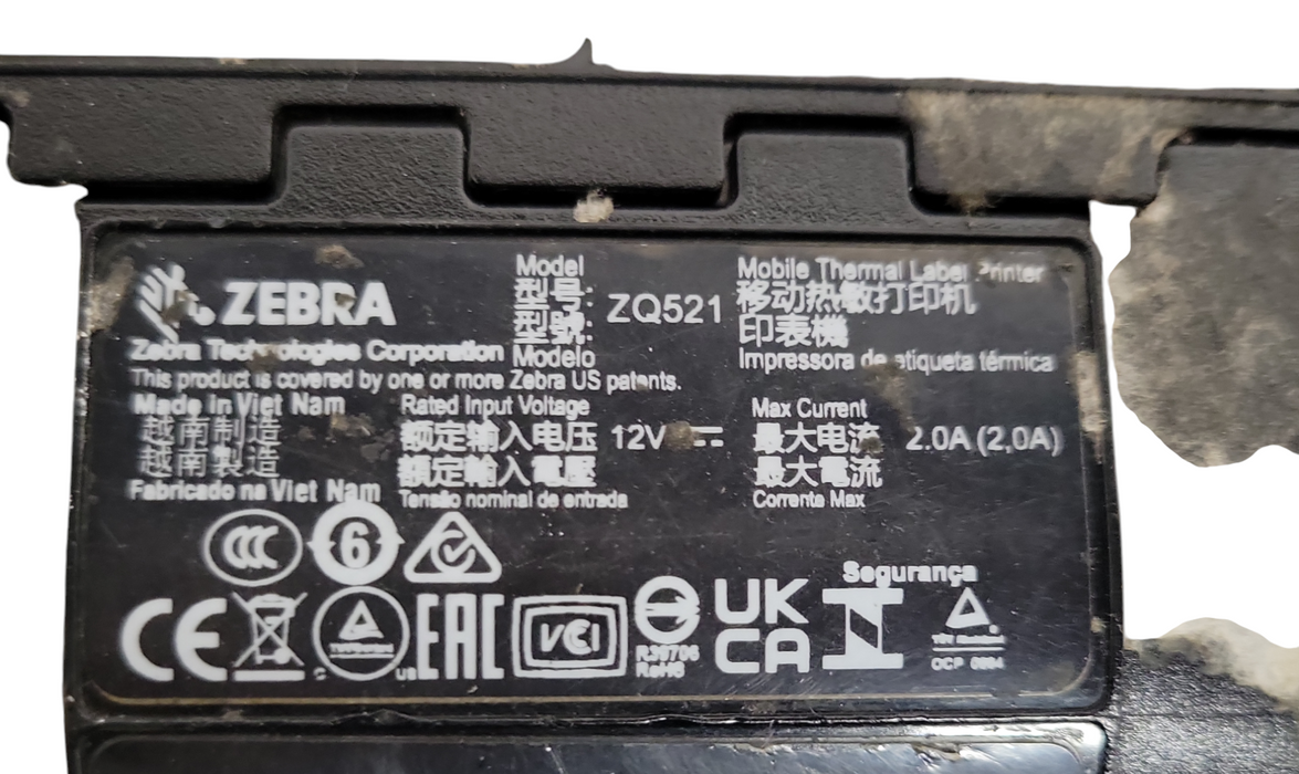 Lot of 2x Zebra ZQ521 Mobile Thermal Label Printer For Parts AS IS *Read*