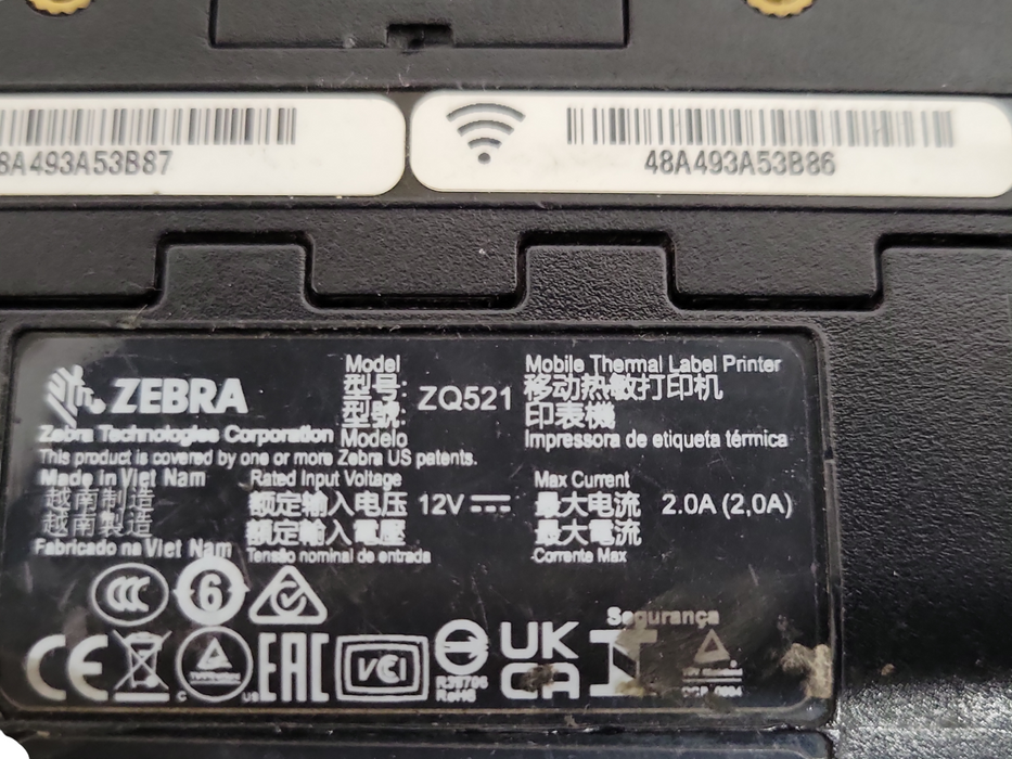 Lot of 2x Zebra ZQ521 Mobile Thermal Label Printer For Parts AS IS *Read*