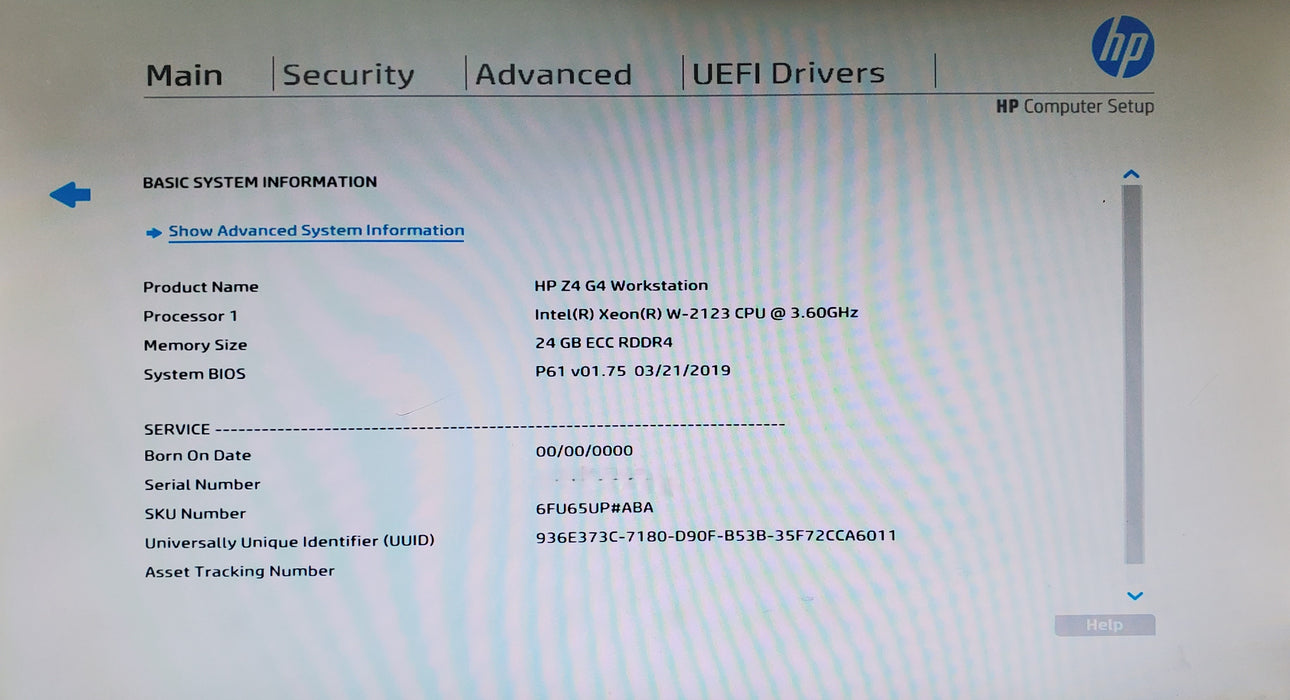 HP Z4 G4 Workstation - Xeon W-2123, 24GB RAM, M4000, 256GB NVMe